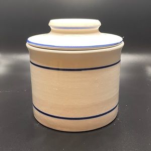 Cream with Blue Stripe Butter Bell